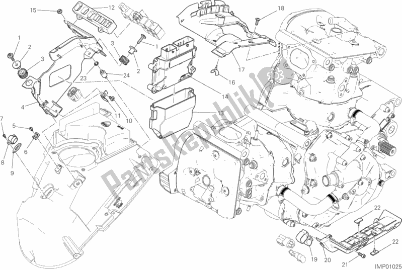 All parts for the Engine Control Unit of the Ducati Monster 1200 25 TH Anniversario USA 2019